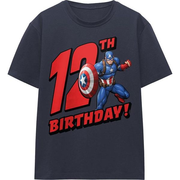 Capitan America - Maglietta Da Donna, 12° Compleanno TV25650 (Xxl) (Blu Navy)-image