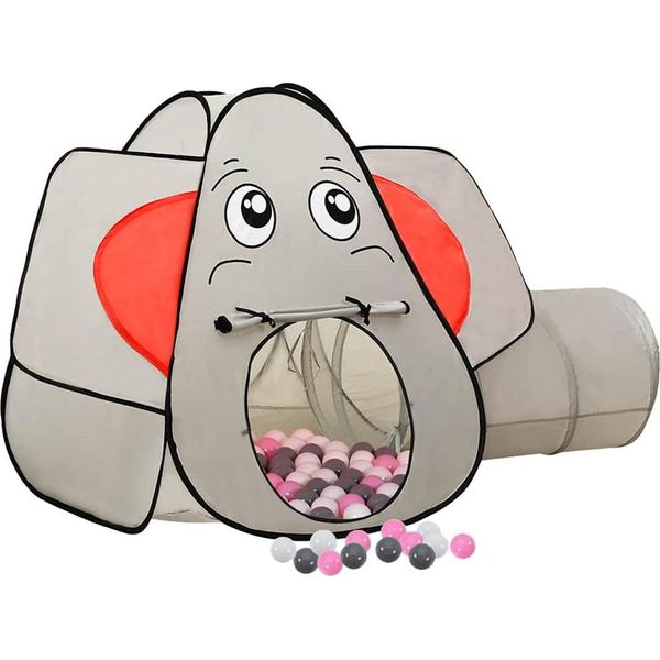Vidaxl Tenda Da Gioco A Forma Di Elefante Con 250 Palline Grigio 174X86X101 Cm-image