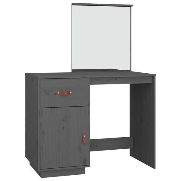 Tavolino Da Toilette Grigio 95X50X134 Cm In Legno Di Pino Massiccio-image
