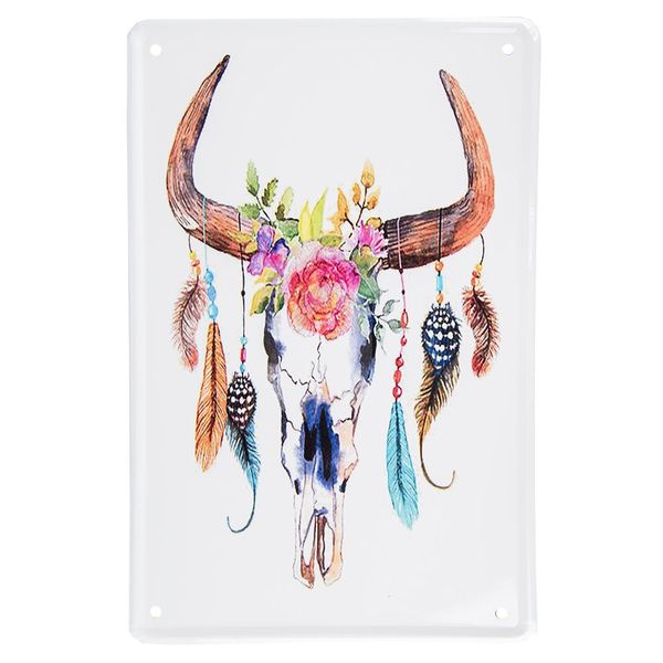 Clayre & Eef Decorazione Da Parete 20X30 Cm Bianco Marrone Metallo-image