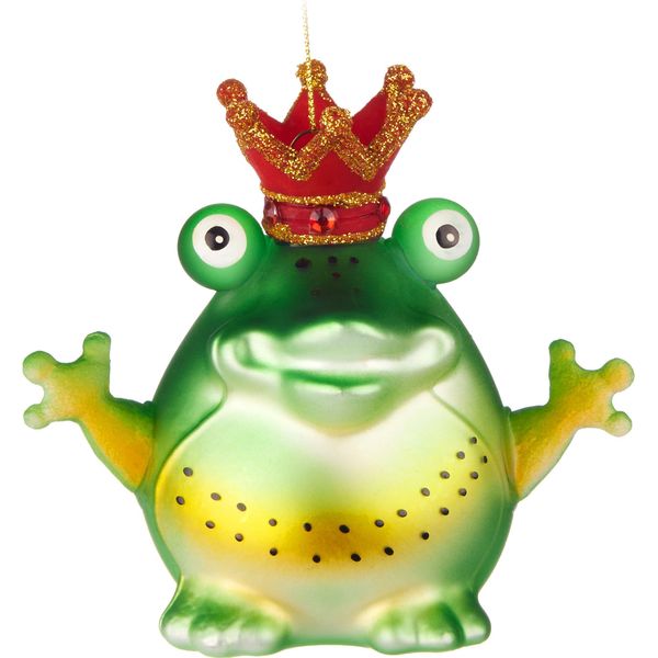 Brubaker Frog King - Bomboniera Natalizia In Vetro - Grande Rana Con Corona Glitterata - Dipinta A Mano - Decorazioni Per L'albero Di Natale - Bomboniera Per L'albero Di Natale-image