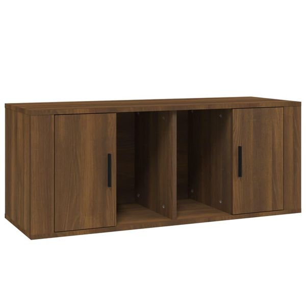 Mobile Tv Look Rovere Marrone 100X35X40 Cm Materiale A Base Di Legno-image
