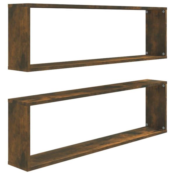 Vidaxl Mensole A Muro 2 Pz. Rovere Fumé 100X15X30 Cm Materiale A Base Di Legno-image