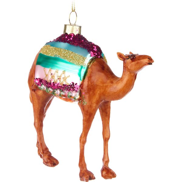 Brubaker Cammello Con Coperta Colorata - Guaina Natalizia In Vetro - Dipinta A Mano E Soffiata A Bocca - Decorazione Per Albero Di Natale A Forma Di Dromedario Divertente - Guaina Per Albero Di Natale-image