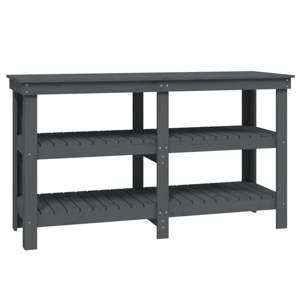Vidaxl Banco Da Lavoro Grigio 142,5X50X80 Cm In Legno Di Pino Massiccio-image