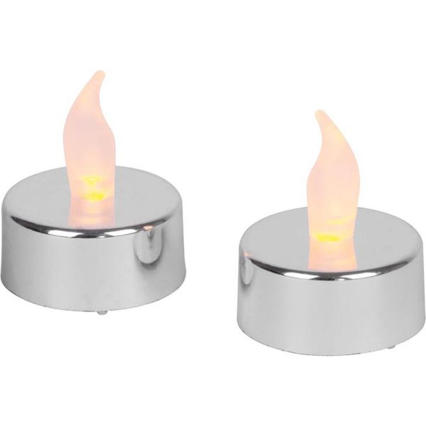 Candele Magichome Natale, Led Tealight, Set 2 Pz, Argento, Per Tomba, Fiamma Mobile-image