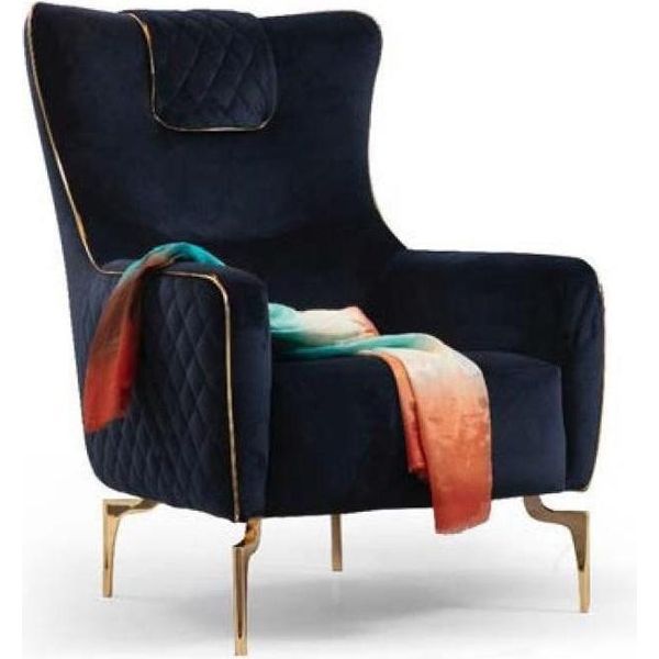 Poltrona Wing Chair Lusso 1 Posto Sedile Imbottito Design Tessuto Sedile Tessuto Moderno-image