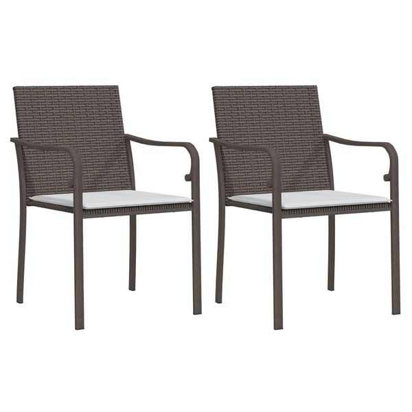 Vidaxl Sedie Da Giardino Con Cuscino 2 Pz. Marrone 56X59X84 Cm Poly Rattan-image