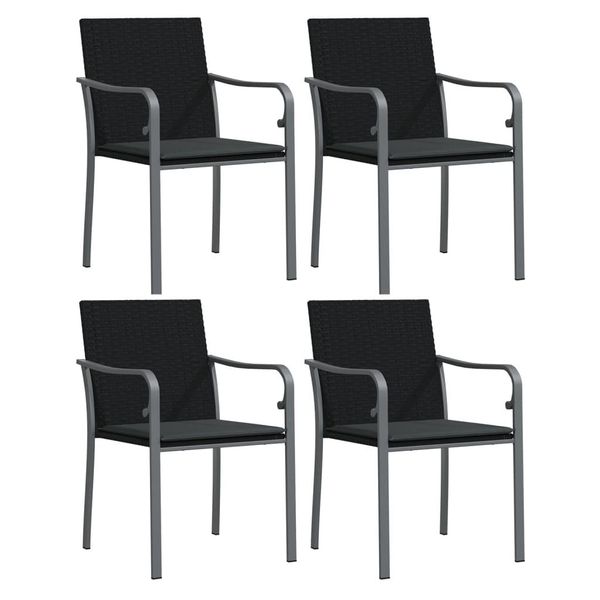 Vidaxl Sedie Da Giardino Con Cuscini 4 Pezzi Nero 56X59X84 Cm Poly Rattan-image