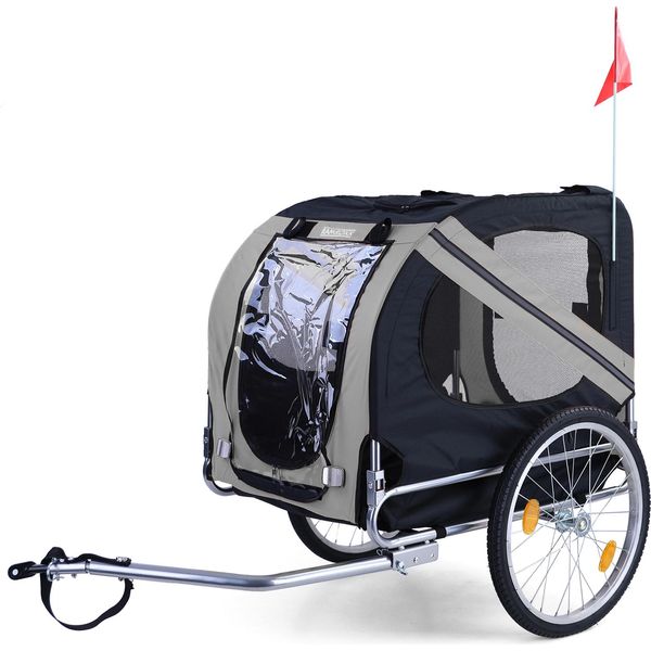 Rimorchio Per Bicicletta / Rimorchio Per Cani Pieghevole Per Animali Domestici Fino A 40 Kg Grigio Nero-image