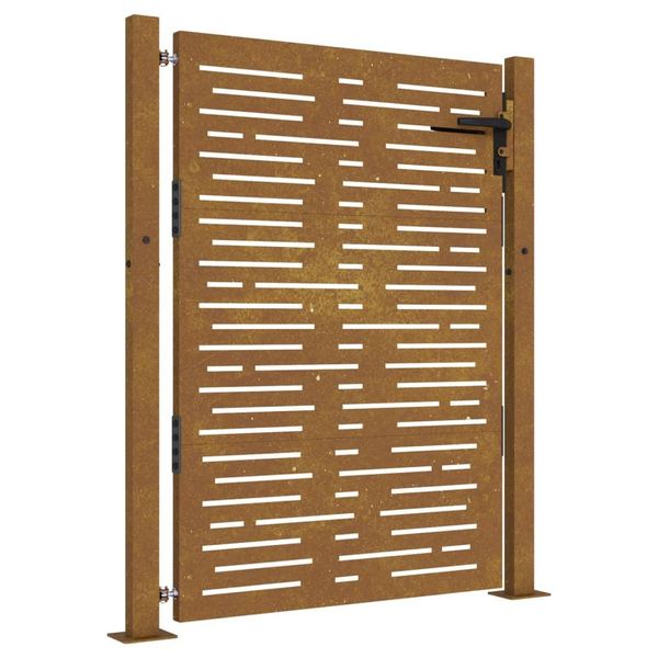 Vidaxl Cancello Da Giardino 105X155 Cm In Acciaio Corten Design Quadrato-image