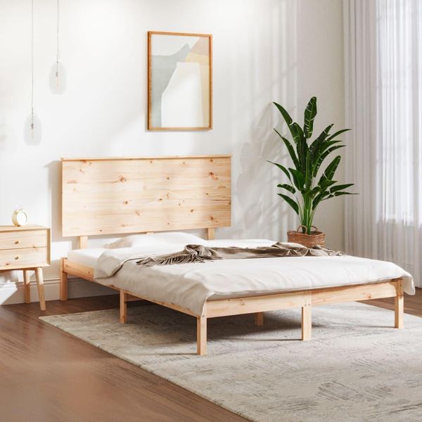 The Living Store Letto In Legno Massiccio Di Pino 140X200 Cm-image