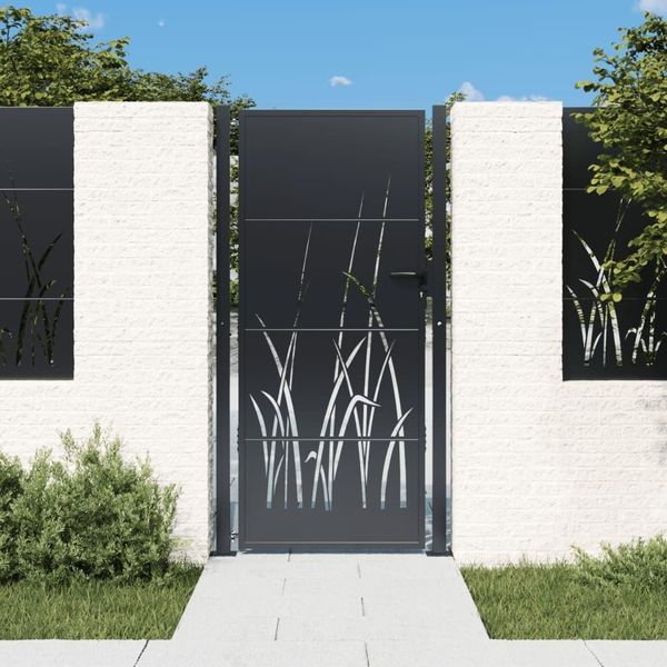 The Living Store Cancello Da Giardino Antracite 105X205 Cm Acciaio Design Erba-image