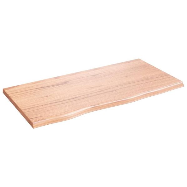 The Living Store Mensola A Muro Marrone Chiaro 80X40X2 Cm In Legno Massiccio Trattato Con Rovere-image