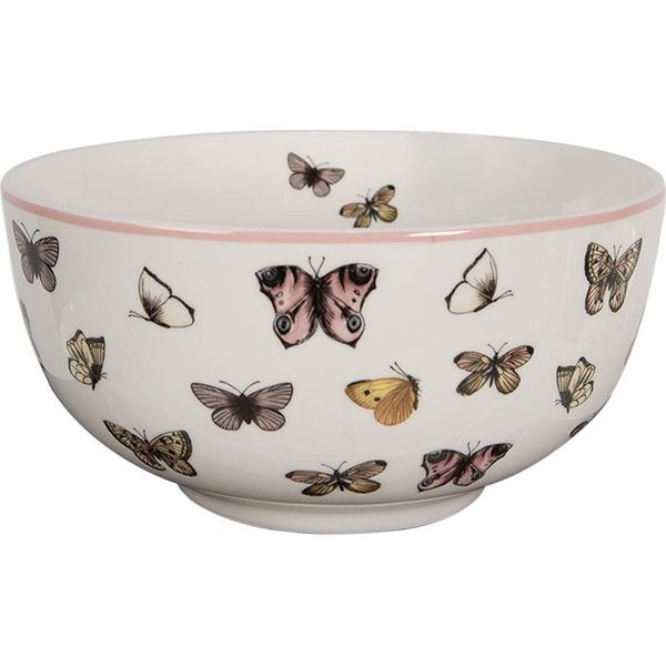 Clayre & Eef Zuppiera 500 Ml Bianco Rosa Porcellana Farfalle-image