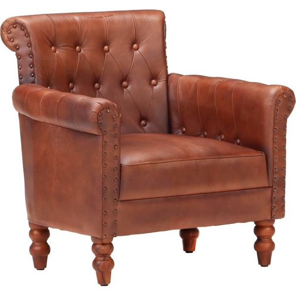 The Living Store Poltrona Marrone Vera Pelle Di Capra-image