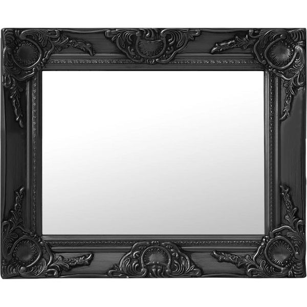 The Living Store Specchio Da Parete In Stile Barocco 50X40 Cm Nero-image
