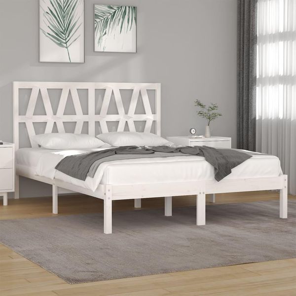 The Living Store Letto In Legno Massiccio Di Pino Bianco 120X200 Cm-image