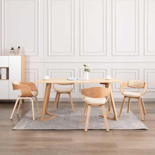 The Living Store Sedie Da Pranzo 4 Pz. Bentwood E Similcuoio-image