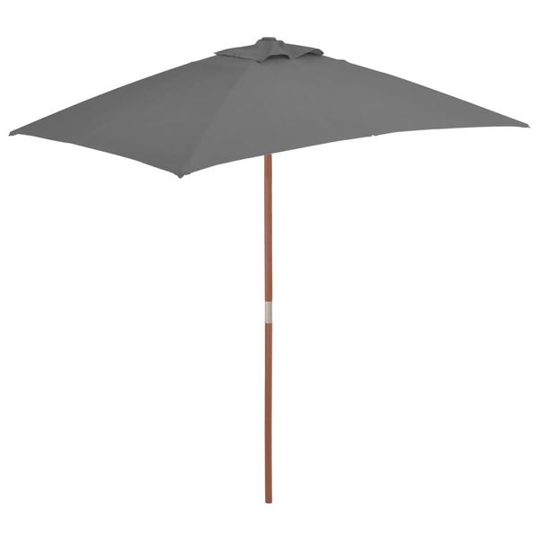 The Living Store Ombrellone Con Palo In Legno 150 X 200 Cm Antracite-image
