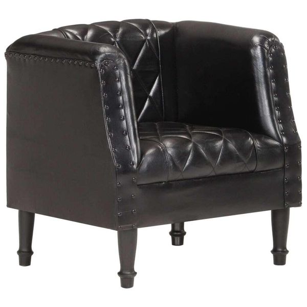 The Living Store Poltrona Nera Vera Pelle Di Capra-image