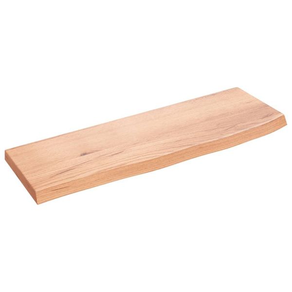 The Living Store Mensola A Muro Marrone Chiaro 60X20X2 Cm In Legno Massiccio Trattato Con Rovere-image