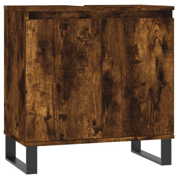Vidaxl Mobile Da Bagno In Rovere Fumé 58X33X60 Cm Materiale A Base Di Legno-image