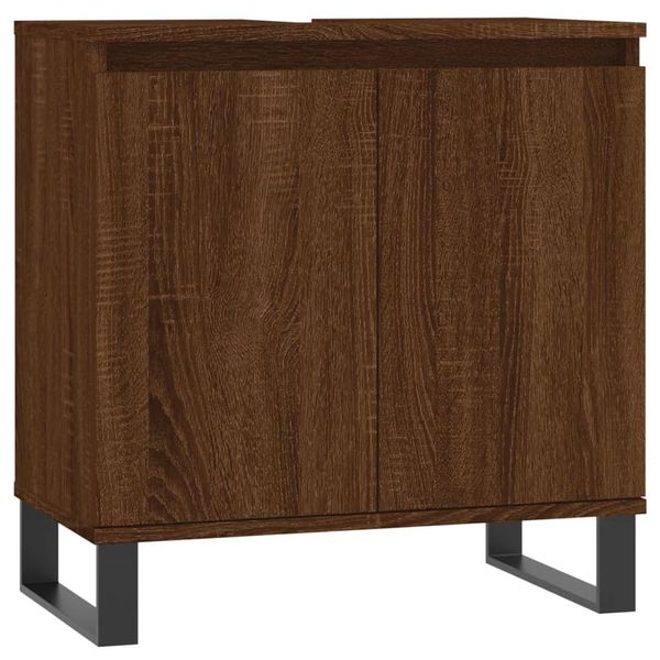 Vidaxl Armadietto Da Bagno In Rovere Marrone 58X33X60 Cm Materiale A Base Di Legno-image