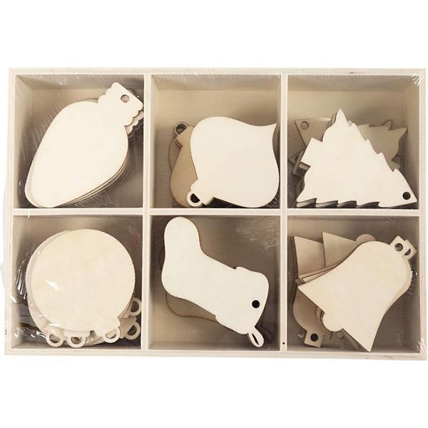 Creativ Company Set Di Decorazioni Natalizie In Legno 90 Pezzi 4-5 Cm Decorazione-image