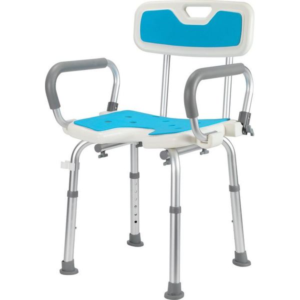 Sgabello Da Doccia Tolletour Sedia Da Doccia Regolabile In Altezza Fino A 136 Kg Sgabello Da Bagno Sedile Da Bagno - Con Braccio E Schienale Antiscivolo-image