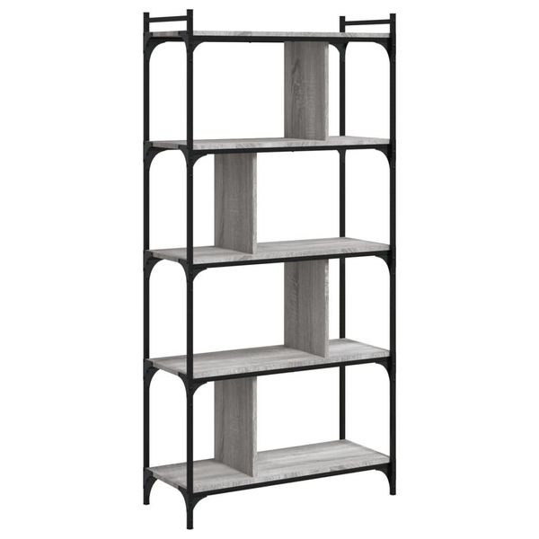 Libreria 5 Ripiani Grigio Sonoma 76X32X158 Cm Materiale A Base Di Legno-image