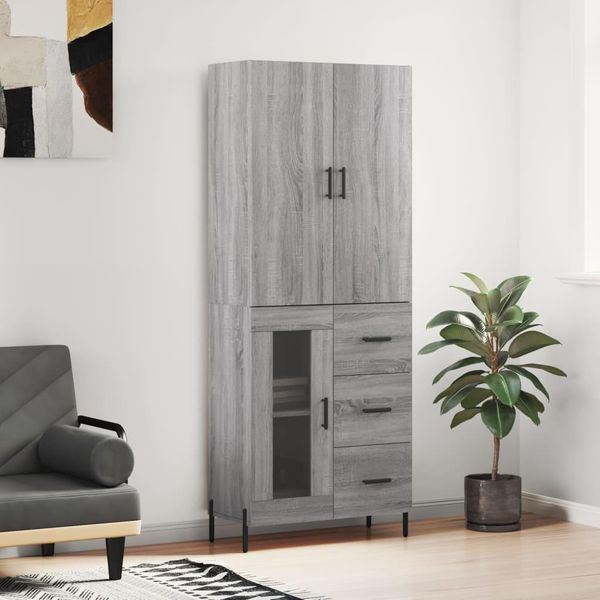 Best MöBel Vetrinetta Credenza Grigio Sonoma 69,5X34X180 Cm Materiale Legno - Cassettiere CL4498133 2Pacchi-image