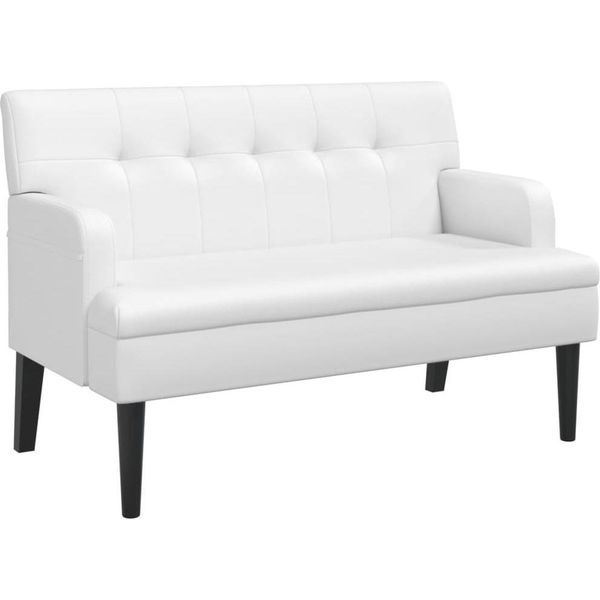 Vidaxl Panca Con Schienale Bianco 112X65,5X75 Cm In Pelle Finta-image