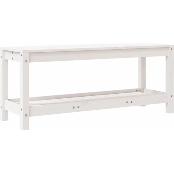 Panchina Da Giardino Bianca 108X35X45 Cm In Legno Di Pino Massiccio-image