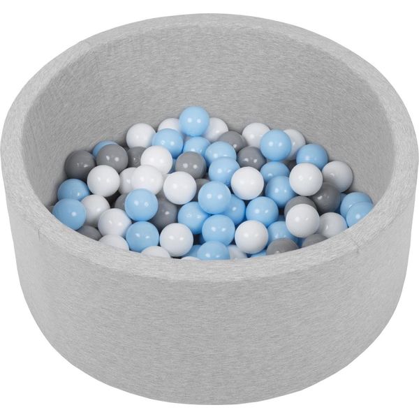 Petsona Piscina Di Palline Per Cani 70X30Cm/150 Palline Rotonde Gatto Coniglio Animali Domestici Cane Piscina Di Schiuma Portatile Eu, Grigio Chiaro: Grigio/Bianco/Baby Blue-image