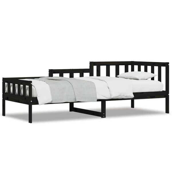 Vidaxl Letto Da Giorno Nero 90X190 Cm In Legno Di Pino Massiccio-image