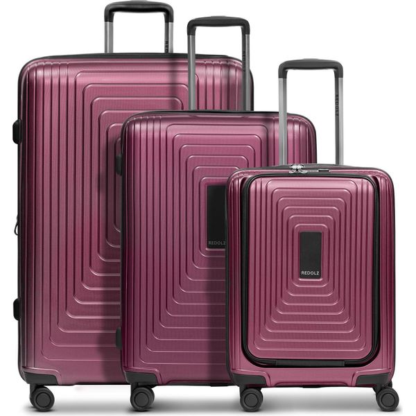 Redolz Carrello Con Scomparto Per Laptop Essentials 14 Trolley Set 3 -Pezzi ( S Exp. Front Pocket ) Aubergine Metallic Porpora-image