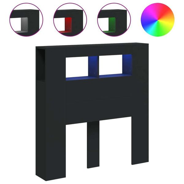 Vidaxl Testata Led Nera 100X18,5X103,5 Cm Materiale A Base Di Legno-image
