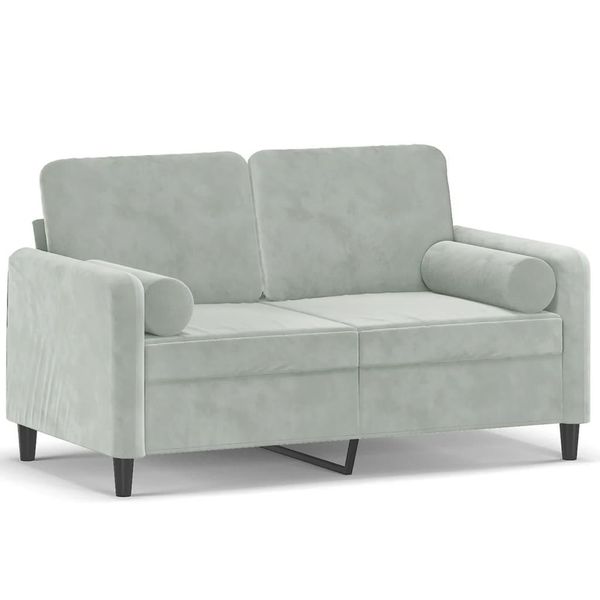 Vidaxl Divano A 2 Posti Con Cuscini Decorativi In Velluto Grigio Chiaro 120 Cm-image