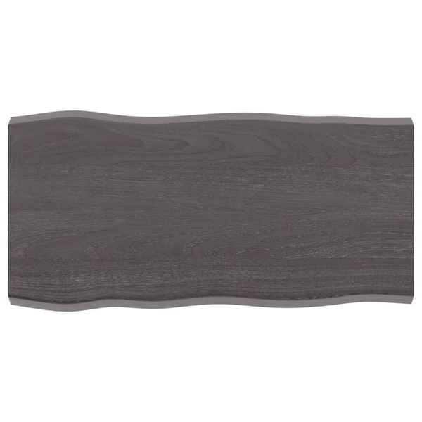 Syfax™ Piano Tavolo Marrone Scuro 80X40X(2-4)Cm In Rovere Non Trattato-image