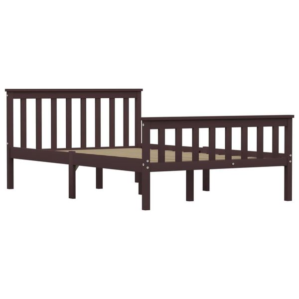 The Living Store Letto In Legno Massiccio Di Pino Marrone Scuro 120X200 Cm-image