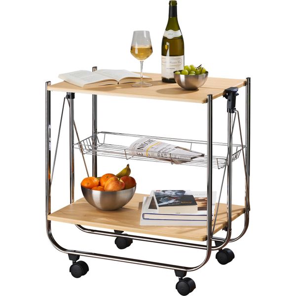 Wenko Carrello Da Cucina Deluxe Ripiano Per Servire Ruote Carrello Laterale Pieghevole-image