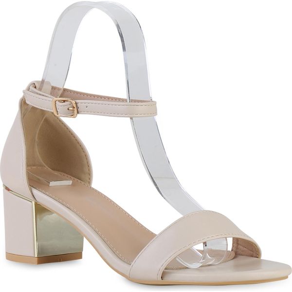 Van Hill Sandali Classici Da Donna Con Tacco A Blocco 840887, Colore: Beige, Taglia: 39-image