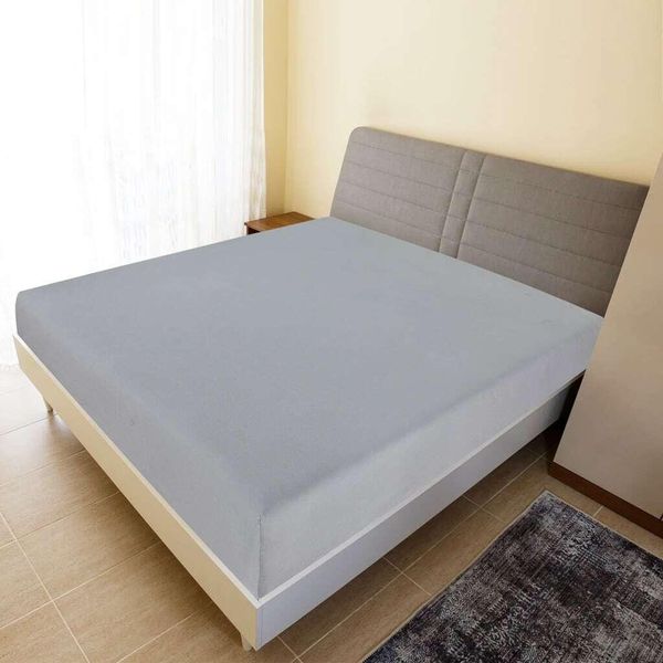 The Living Store Lenzuolo Teso Jersey Grigio 90X200 Cm Cotone-image