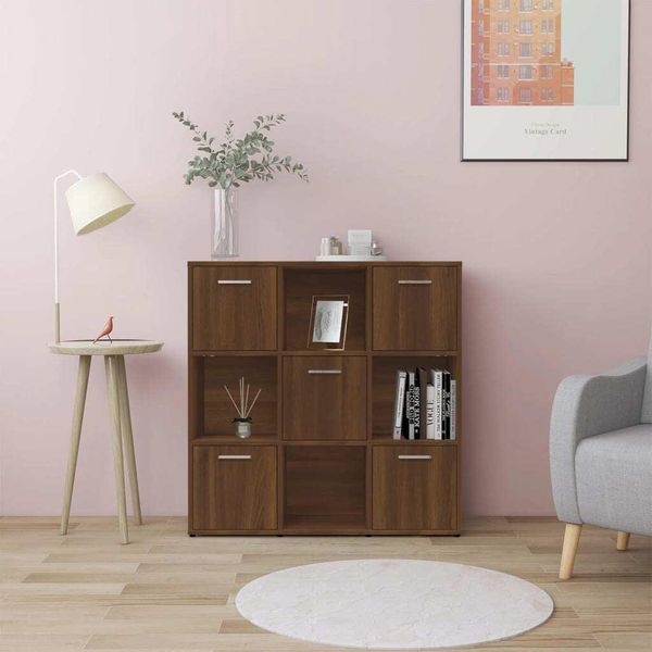 The Living Store Libreria Effetto Rovere Marrone 90X30X90 Cm Materiale Legno-image