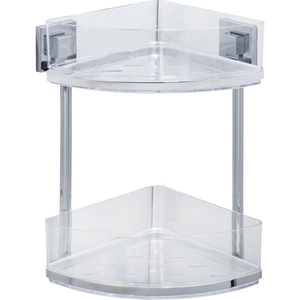 Wenko Mensola Angolare Per Doccia Mensola Per Bagno Senza Foratura Acciaio Inox 2 Ripiani Quadro-image