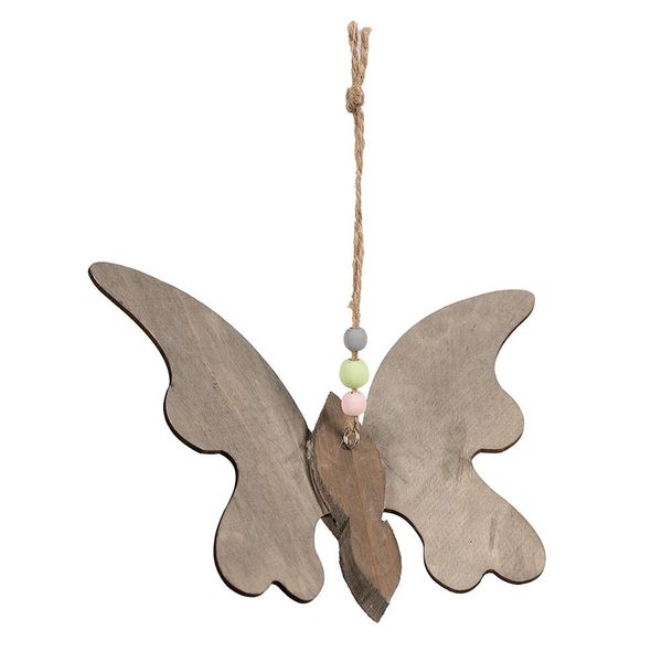 Clayre & Eef Ciondolo Decorativo A Farfalla 21X3X15 Cm Legno Marrone-image