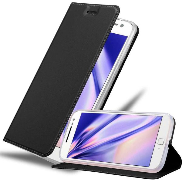 Cadorabo Custodia Per Cellulare Per Motorola Moto G4 / G4 Plus Custodia Protettiva In Nero Cover Etui Book Case Booklet-image