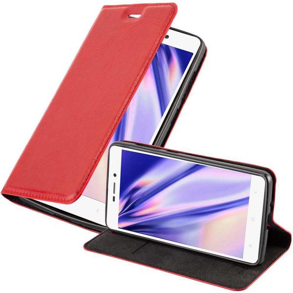 Cadorabo Custodia Per Xiaomi Redmi 3S Cover Protettiva In Rosso Custodia Per Cellulare Cover Chiusura Magnetica-image