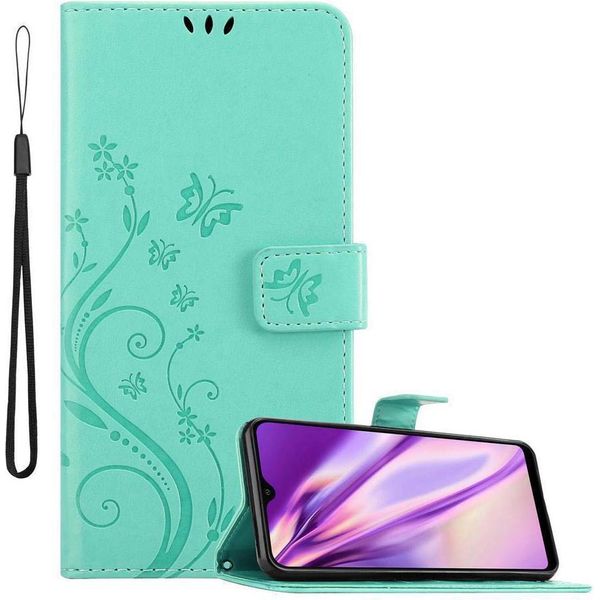 Cadorabo Cover Per Samsung Galaxy A20 / A30 / M10S Cover Protettiva In Turchese Cover Protettiva Cover Per Cellulare Case Case Fiori-image